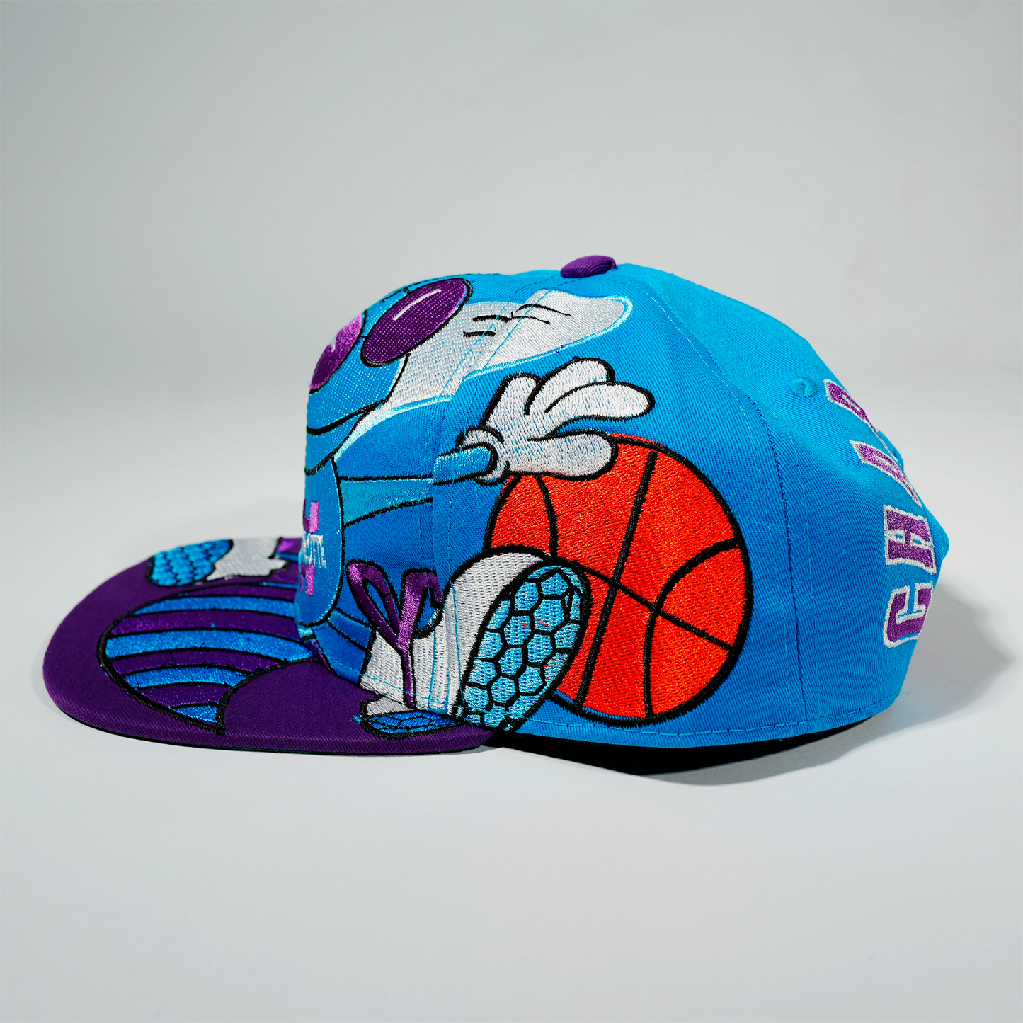 Gorra Logo Hornets plana azul y morada