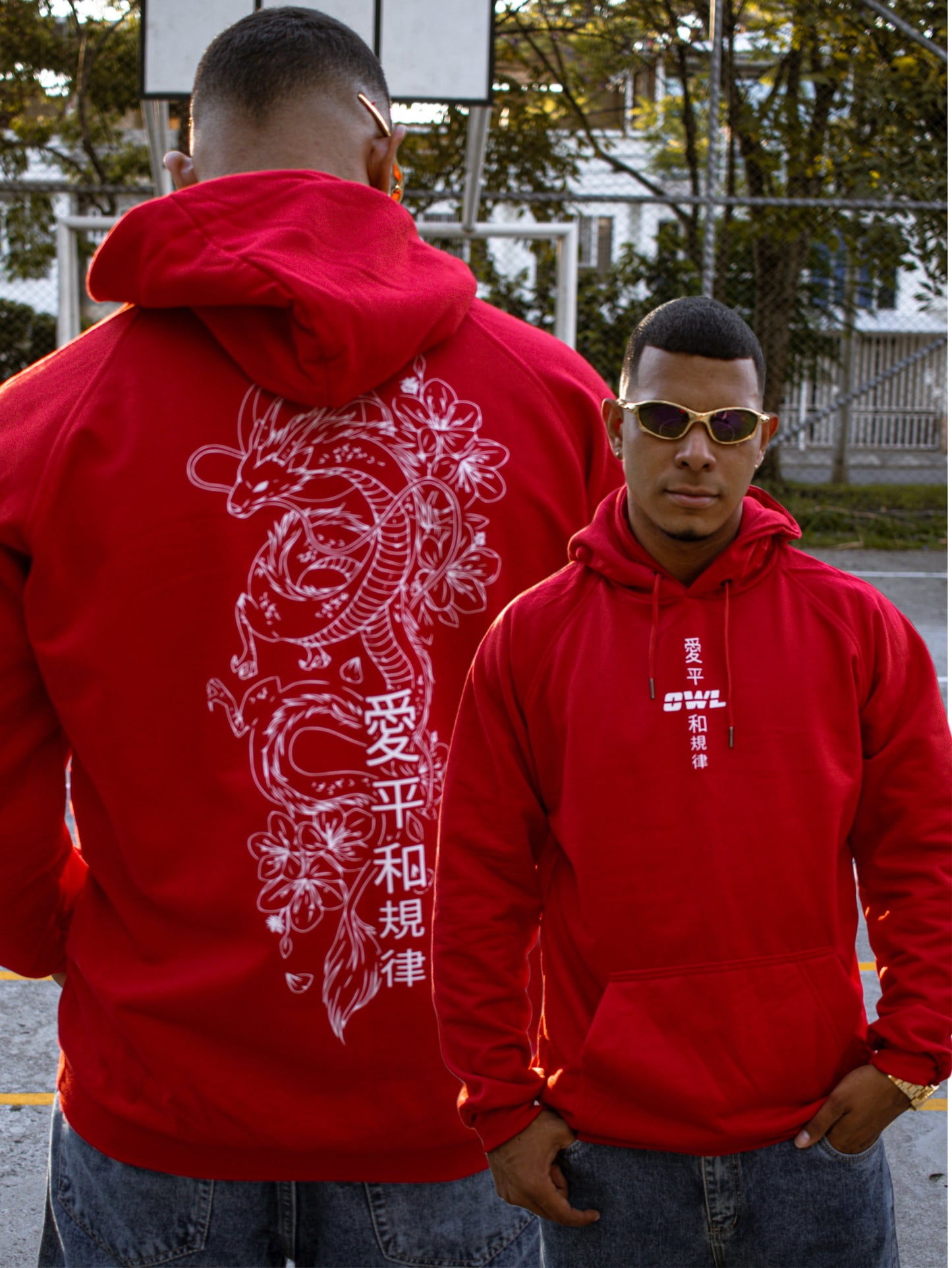 HOODIE DRAGÓN SAKURA ROJO