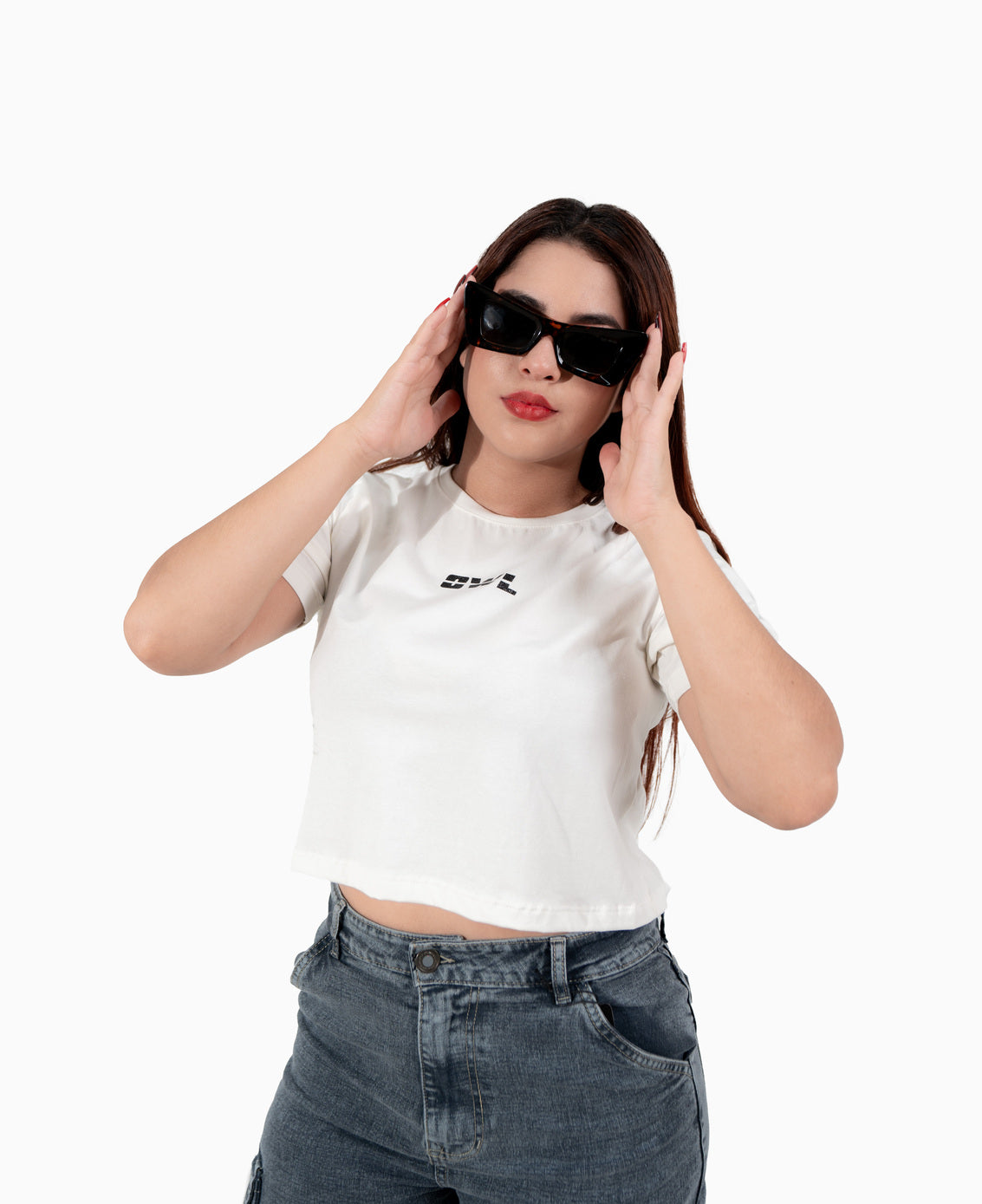 BLUSA CROP OWL clasica blanca DAMA