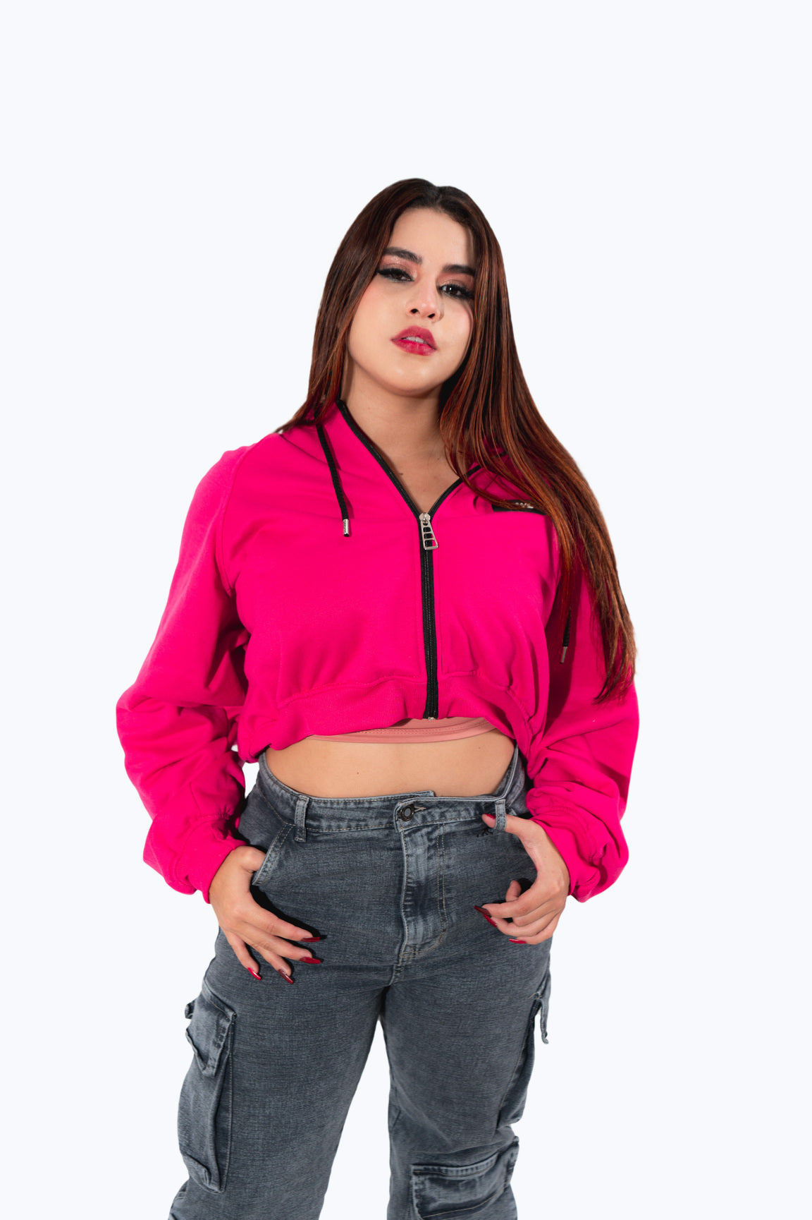 BUZOS CROP OVERSIZE fucsia