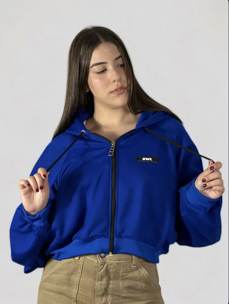 BUZOS CROP OVERSIZE AZUL