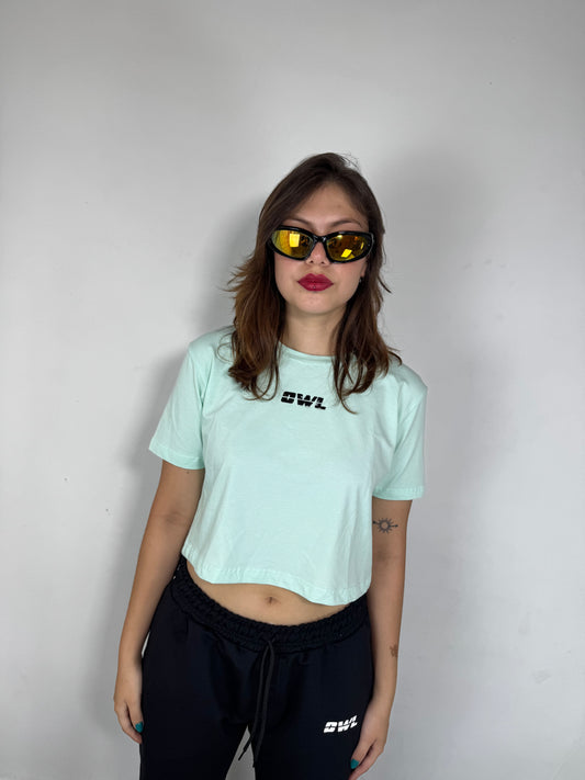 BLUSA CROP OWL clasica verde   DAMA