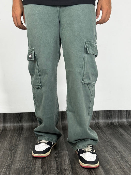 PANTALON CARGO  VERDE DESGASTADO