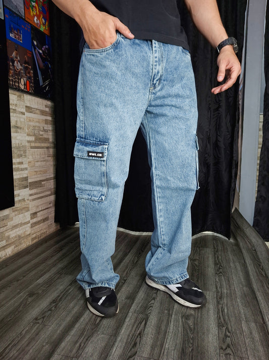 PANTALON CARGO  AZUL CLARO