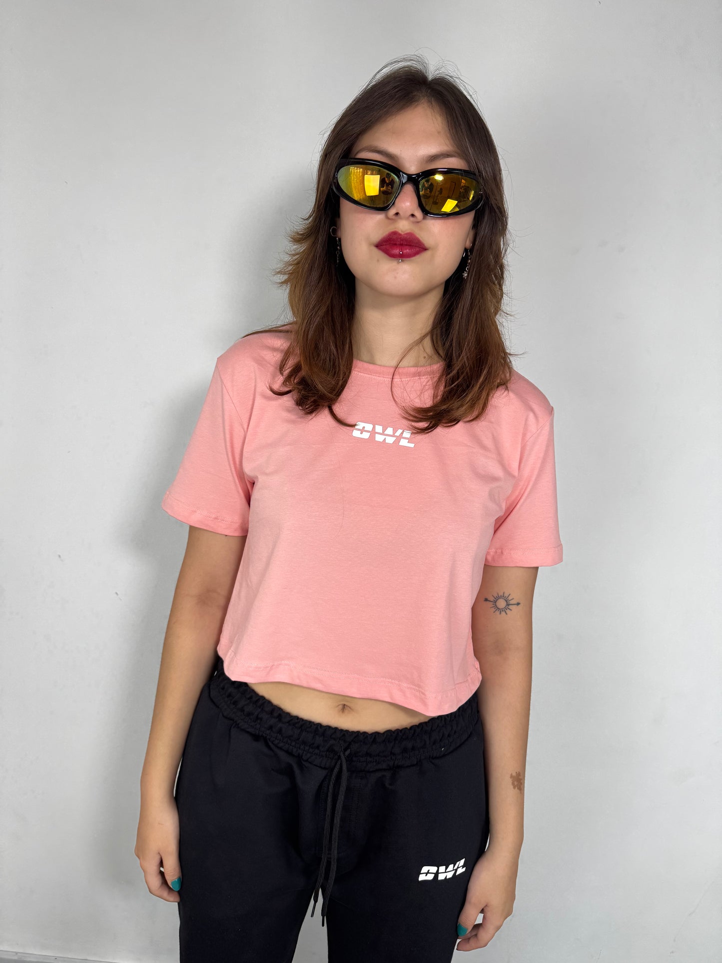 BLUSA CROP OWL clasica salmon    DAMA