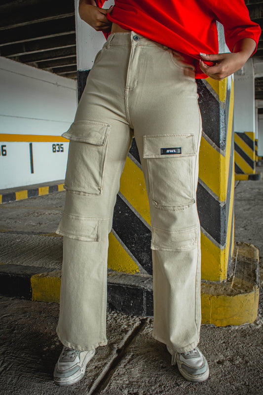 PANTALON CARGO BEIGE MUJER