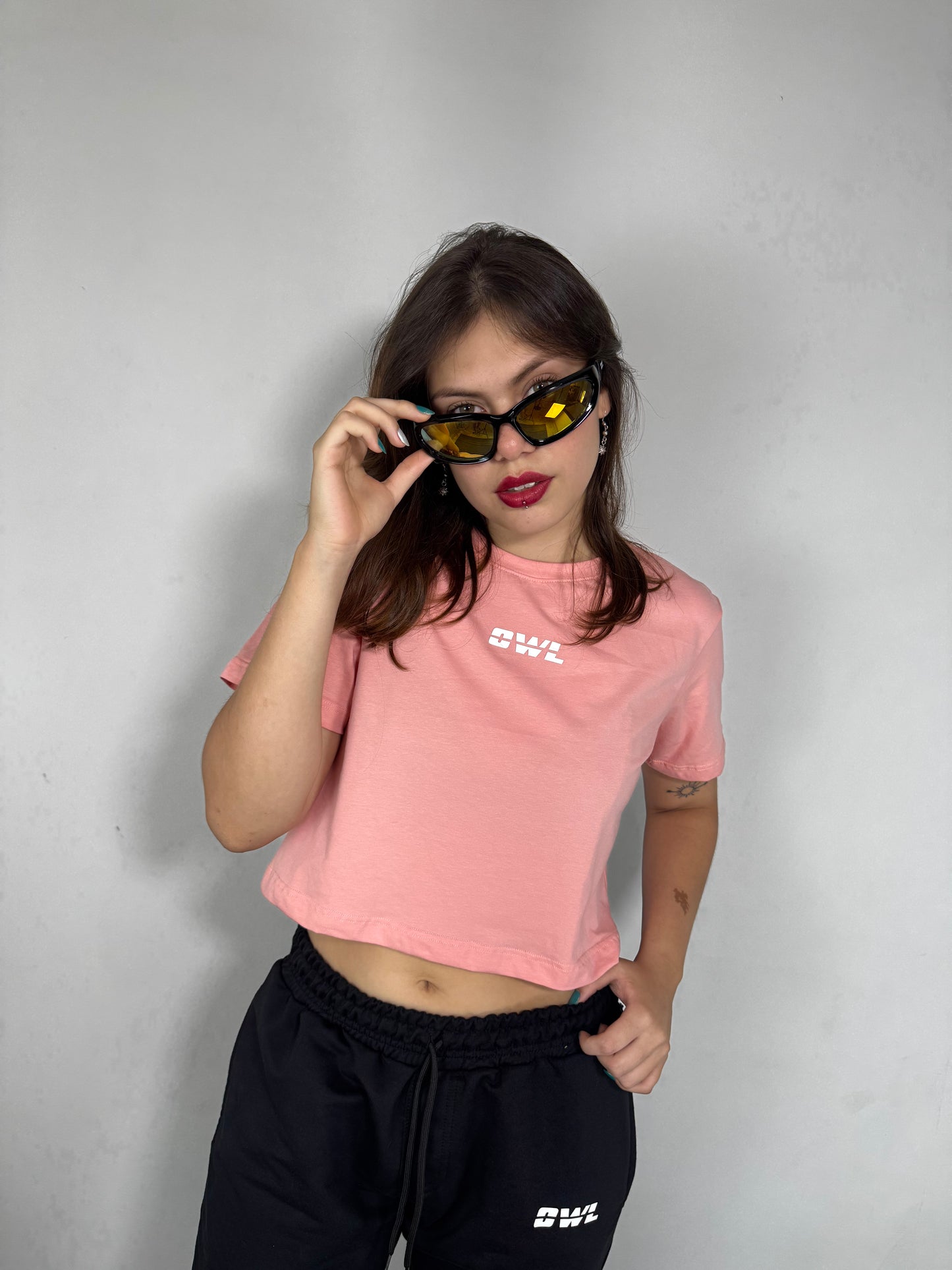 BLUSA CROP OWL clasica salmon    DAMA