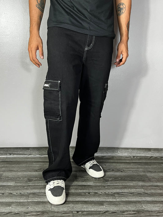 PANTALON CARGO NEGRO HOMBRE