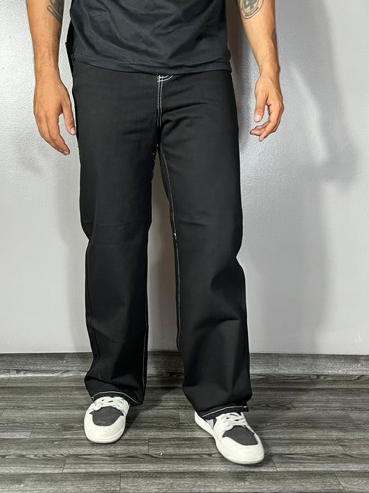 PANTALON NEGRO COSTURAS BLANCAS