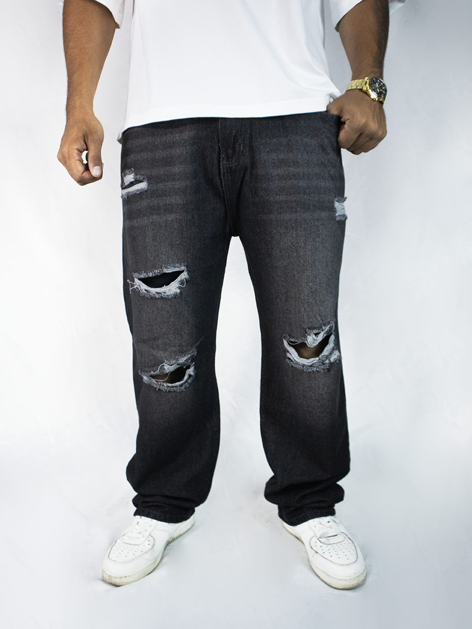 PANTALON BAGGY NEGRO DESGASTADO